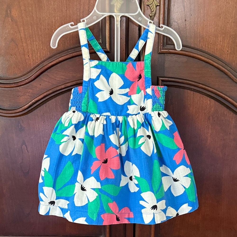 Girls HANNA ANDERSSON Blue and Green Floral Matching Set 6-12M VGUC